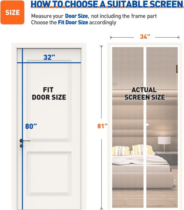 MAGZO Magnetic Screen Door Fit Door Size 32 x 80 Inch, - Image 4