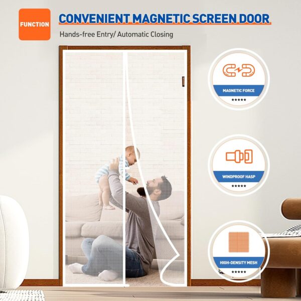 MAGZO Magnetic Screen Door Fit Door Size 32 x 80 Inch, - Image 2