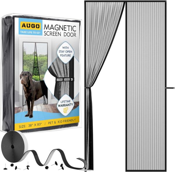 AUGO Magnetic Screen Door - Self Sealing, Heavy Duty,