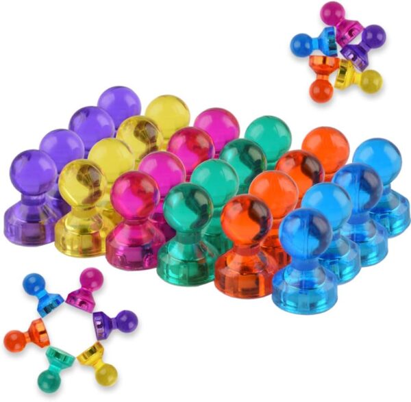 24 Pack Magnets Whiteboard Push Pins,6 Assorted Color