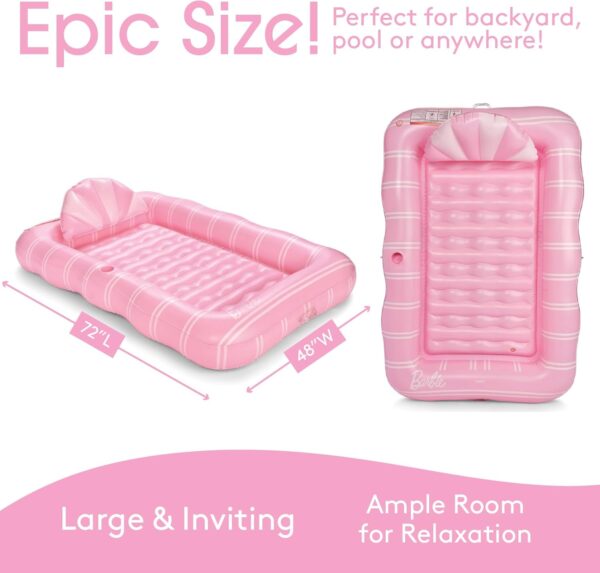 FUNBOY and Barbie Tanning Pool Lounger Float, XL 72'' x 48'' - Image 4