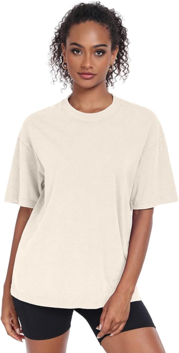 Womens Washed Vintage Oversized T-Shirt Casual Baggy - Image 3