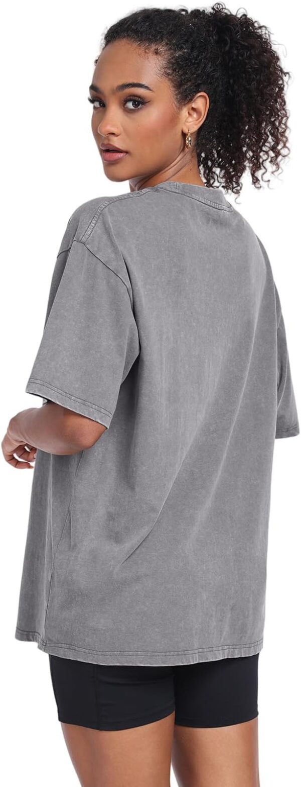 Womens Washed Vintage Oversized T-Shirt Casual Baggy - Image 2