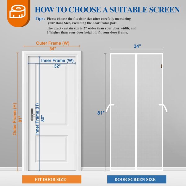 MAGZO Magnetic Screen Door, 32'' x 80'', High-Density Fiber - Image 5