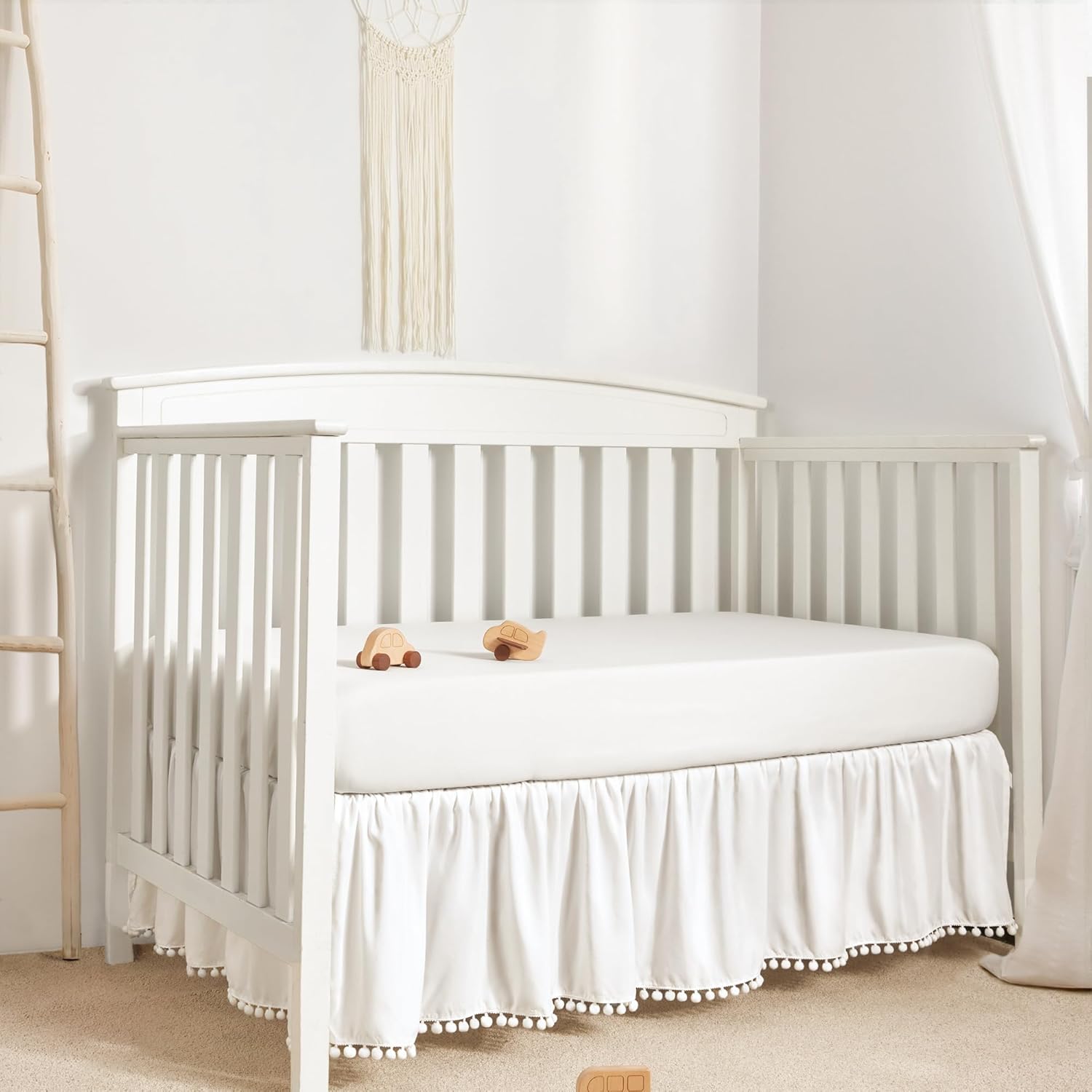 TILLYOU Baby Crib Skirt Girls Boys, Ruffled Bed Skirt with - Image 4