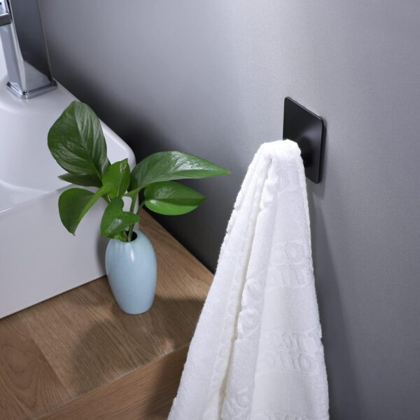 DELITON Adhesive Hooks - 4 Pack Towel/Coat Hooks - Image 3