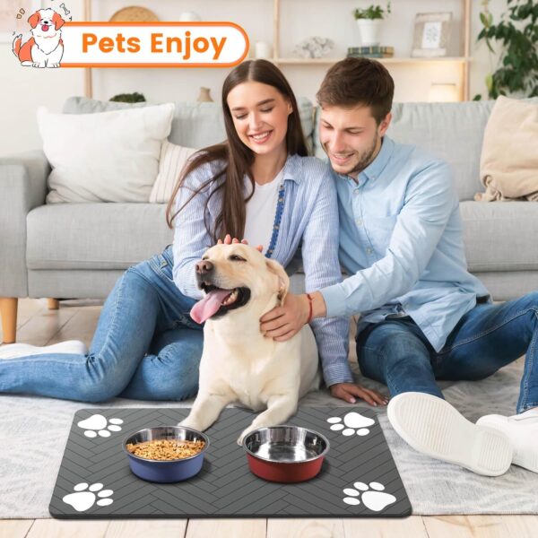 Pet Feeding Mat-Absorbent Pet Placemat for Food and Water Bowl, - Image 2