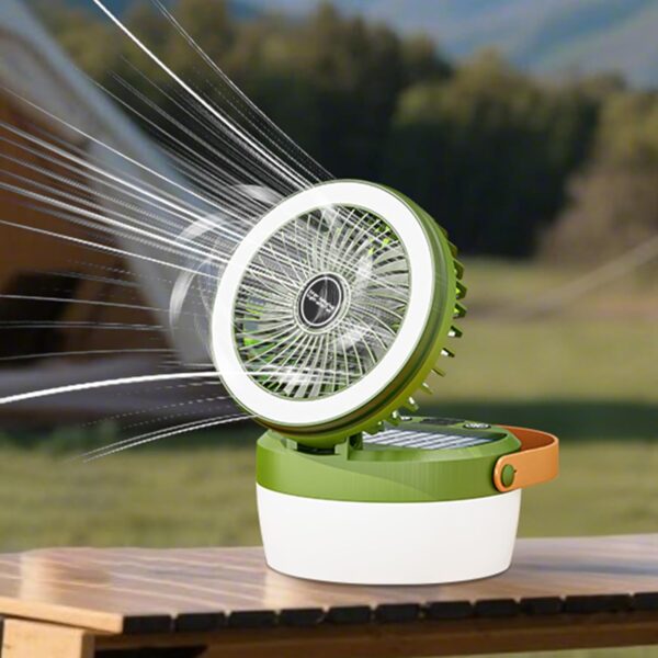 Camping Fan with Solar/USB Charging, 3-Speed Quiet Portable