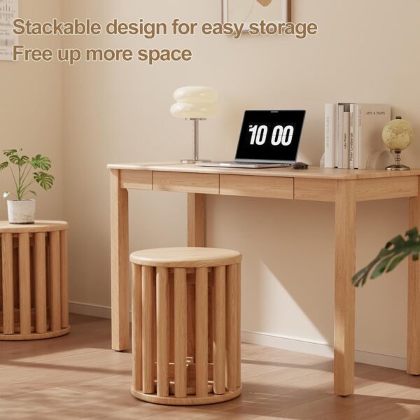 Stackable Stools Set of 4,4-in-1 Wood Stool,Round Wooden Stools - Image 2