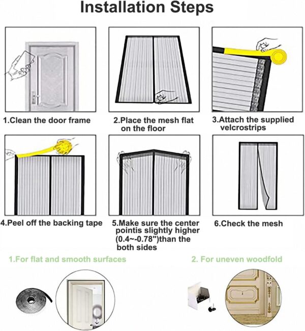 White Magnetic Screen Door Fit Door Size 32 x 80 inch,Screen - Image 2