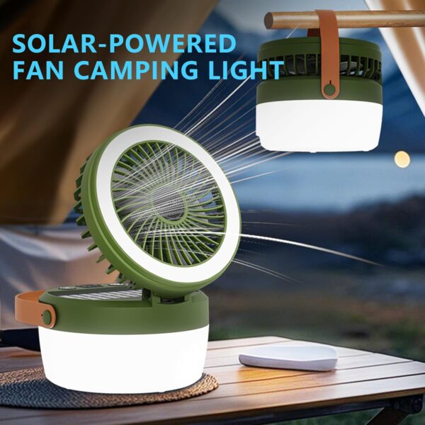 Camping Fan with Solar/USB Charging, 3-Speed Quiet Portable - Image 4
