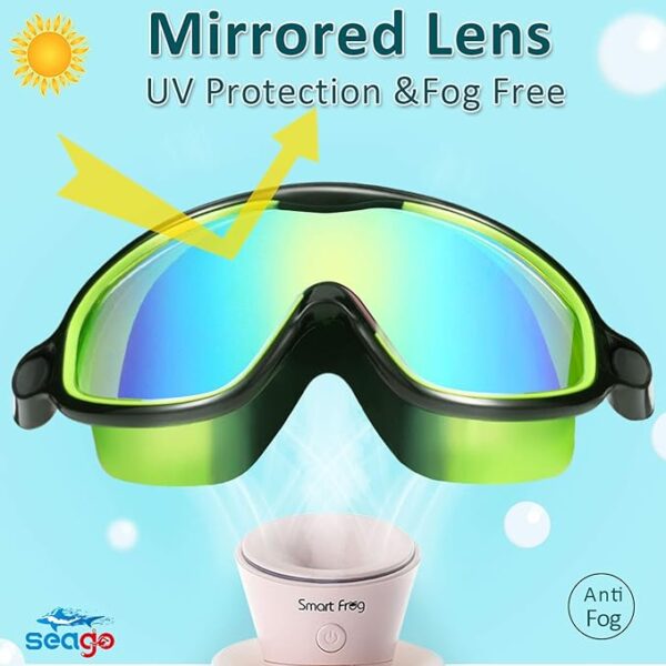Seago Swim Goggles 2 Pack Anti-Fog Anti-UV Wide View - Image 4
