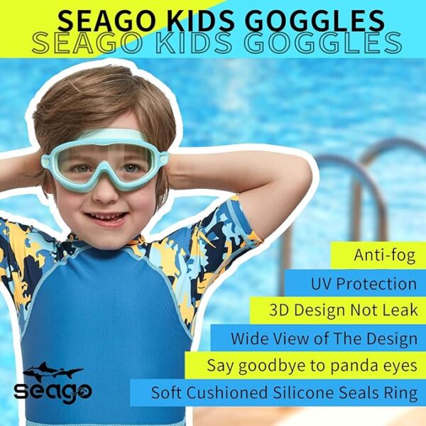 Seago Swim Goggles 2 Pack Anti-Fog Anti-UV Wide View - Image 3