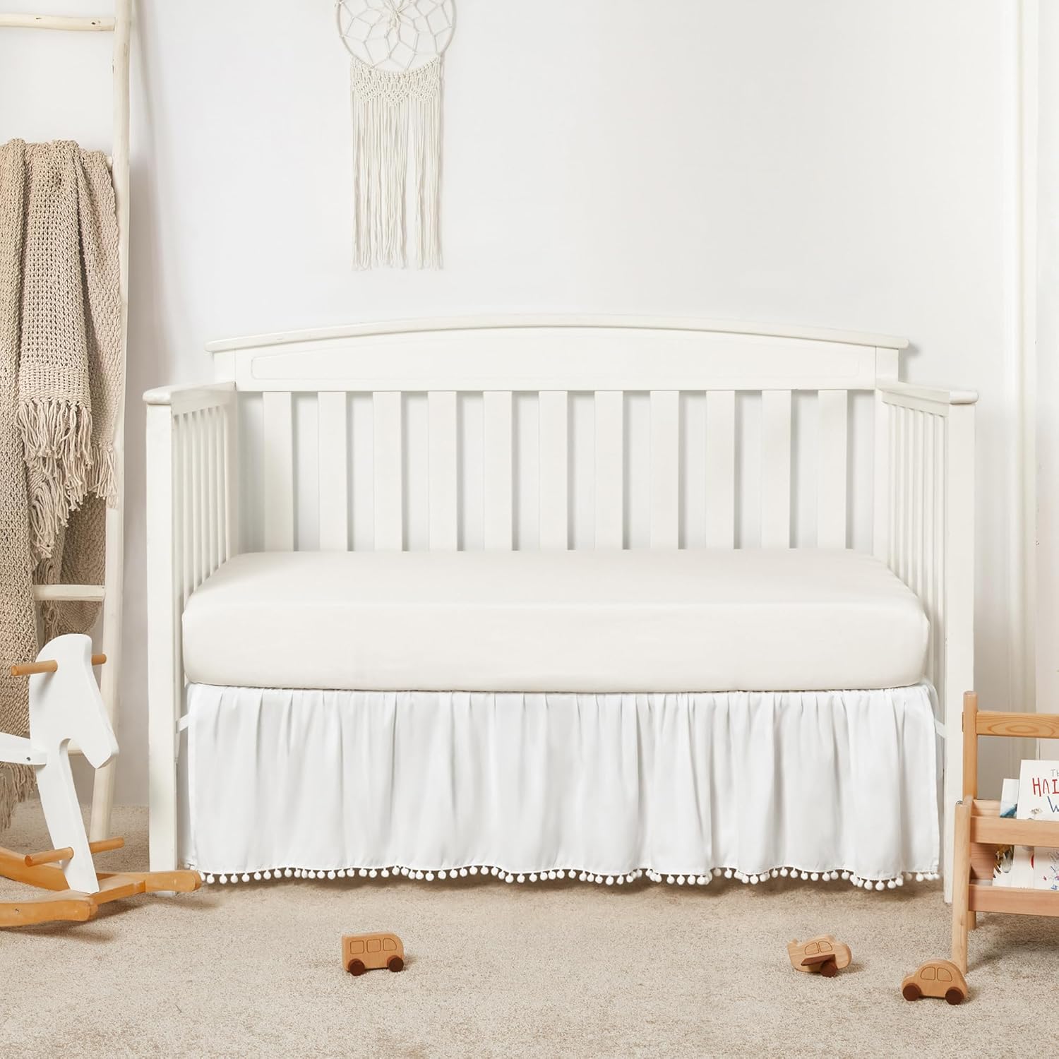 TILLYOU Baby Crib Skirt Girls Boys, Ruffled Bed Skirt with - Image 2