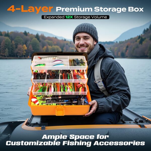 PLUSINNO Large 4-Layer Tackle Box with Tackle Included, - Image 4