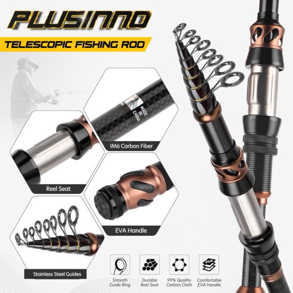 PLUSINNO Fishing Rod and Reel Combos - Carbon Fiber - Image 3