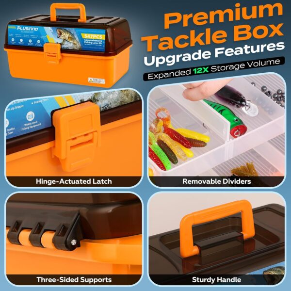 PLUSINNO Large 4-Layer Tackle Box with Tackle Included, - Image 3