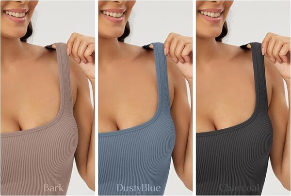 ODODOS 3-Pack Seamless Square Neck Crop Tank for Women - Image 2