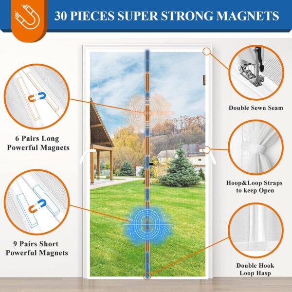 MAGZO Magnetic Screen Door, 32'' x 80'', High-Density Fiber - Image 3