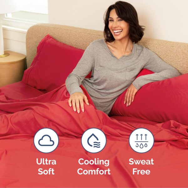 Extra Deep Twin Sheet Set - 4 Piece Breathable & Cooling Sheets - Image 2
