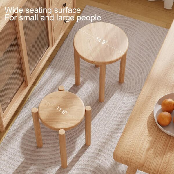 Stackable Stools Set of 4,4-in-1 Wood Stool,Round Wooden Stools - Image 3