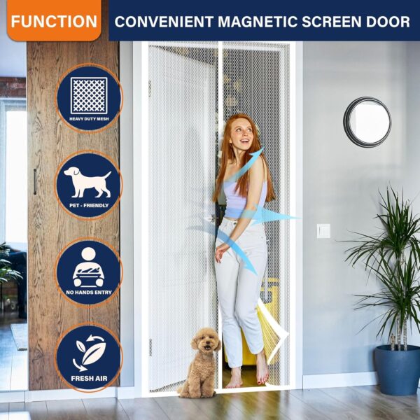 Magnetic Screen Door, Keep Bugs Out, Pet & Kid Friendly - Image 3