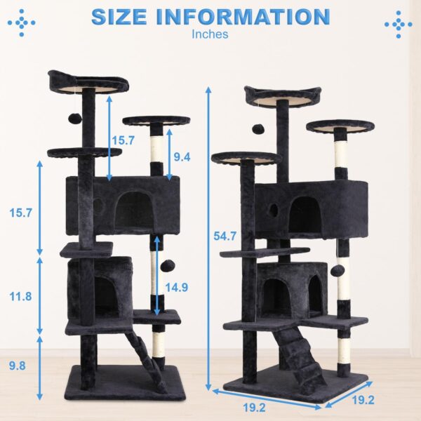 FDW Cat Tree 54in Cat Tower Multi-Level Durable Cat - Image 2