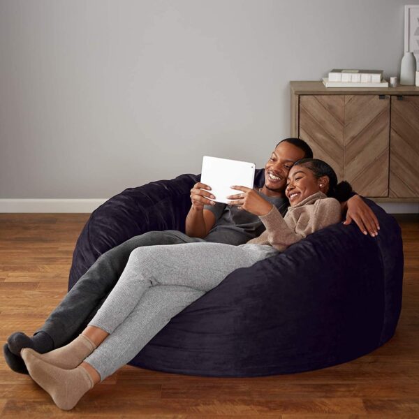 Amazon Basics Large Bean Bag Chairs for Adults, 5 ft Blue - Image 2