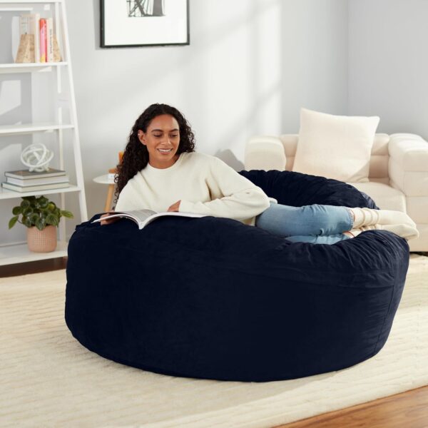 Amazon Basics Large Bean Bag Chairs for Adults, 5 ft Blue - Image 4