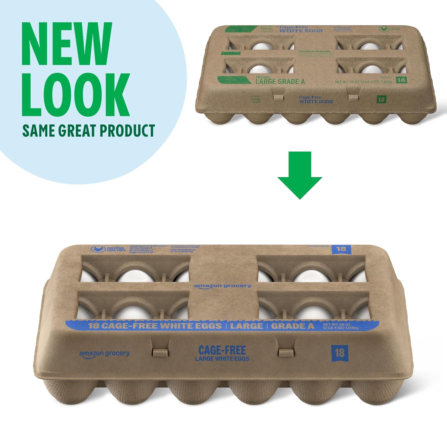 Amazon Grocery, Cage-Free Large White Eggs, Grade A, 18 Ct - Image 3