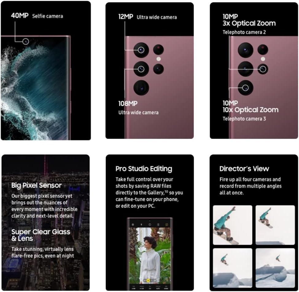 SAMSUNG Galaxy S22 Ultra 5G, US Version, 128GB, Black - Image 3