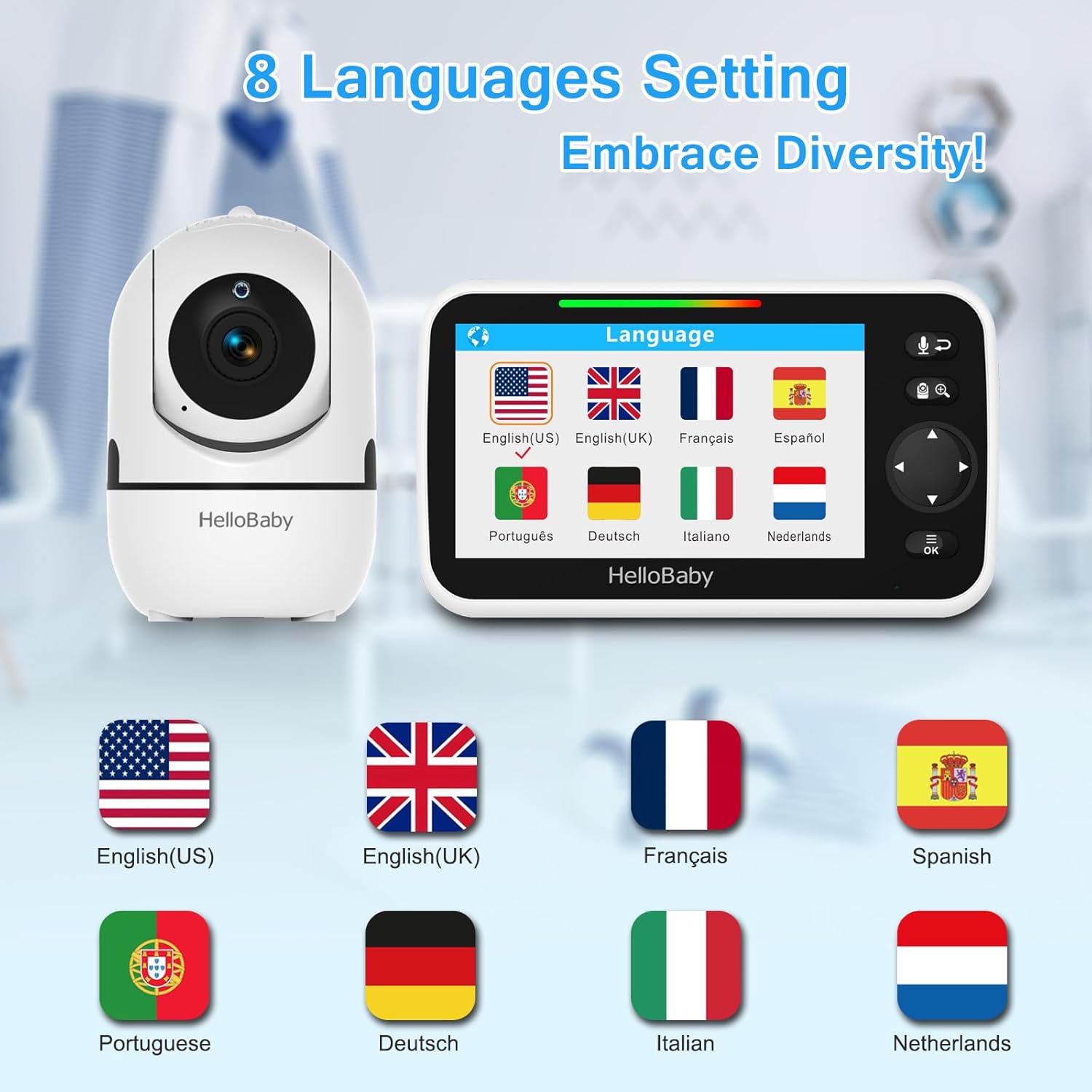 HelloBaby No WiFi Baby Monitor 5" Screen 30-Hour Battery Pan- - Image 2