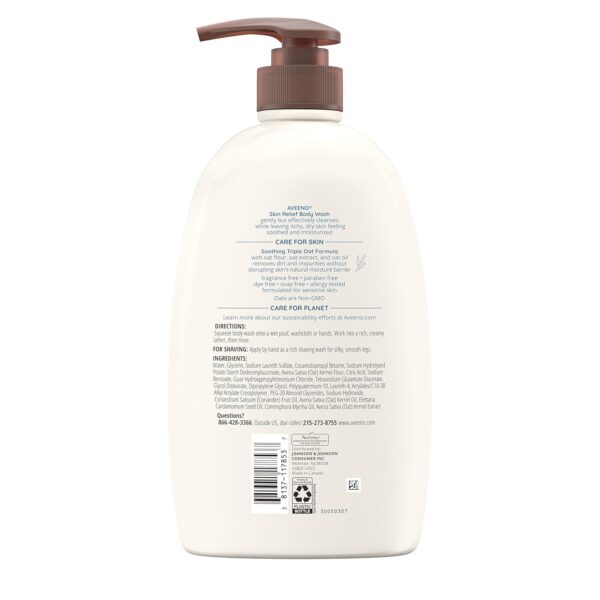 Aveeno Skin Relief Fragrance Free Body Wash, Triple - Image 2
