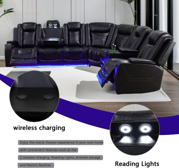 A Ainehome Sectional Couches with USB Ports for Living Room, - Image 3