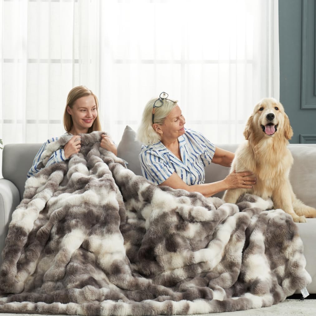 Cozy Bliss Faux Fur Throw Blanket for Couch, Fuzzy Soft Plush - Image 3