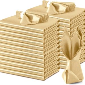 VACVELT 24 Pack Gold Satin Napkins - 12x12 Inch